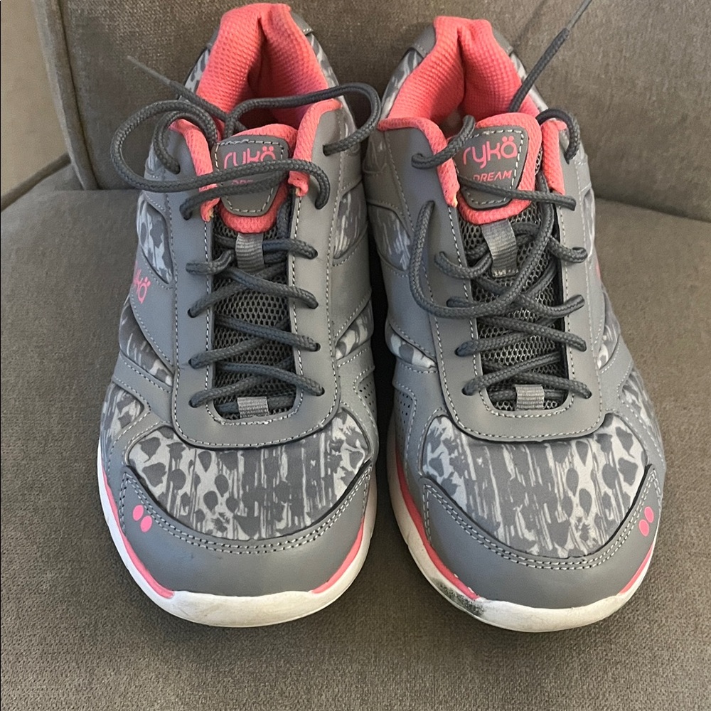 Ryka Gray and Pink Patterned Sneakers